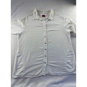 Oh My Gauze! Womens White Button-Up Shirt - L